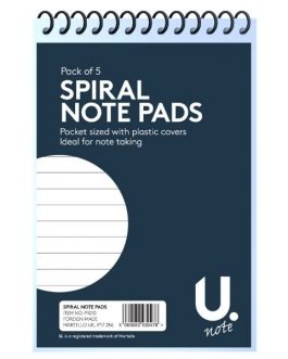 Spiral Note Pad 5″x3″, 5pk Asst 1