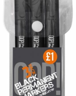 3pk Black Permanent Markers