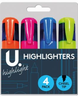 Highlighters, 4pk Assorted