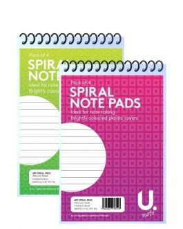 Spiral Note Pad 6″x4″, 4pk Asst 2