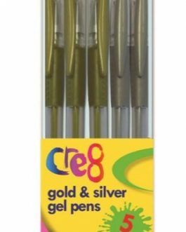 Gold & Silver Gel Pens, 5pk