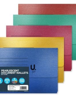 Pearlescent Cardboard Document Wallet, 5pk, 350 x 244mm