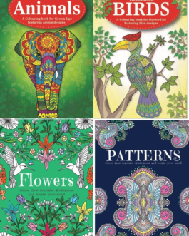 Flowers & Patterns + Animals and Birds Advance colouring books